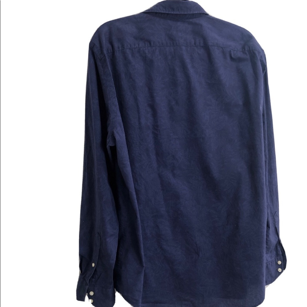 THOMAS DEAN long sleeve shirt button front purple/blue leaf print - Picture 4 of 11